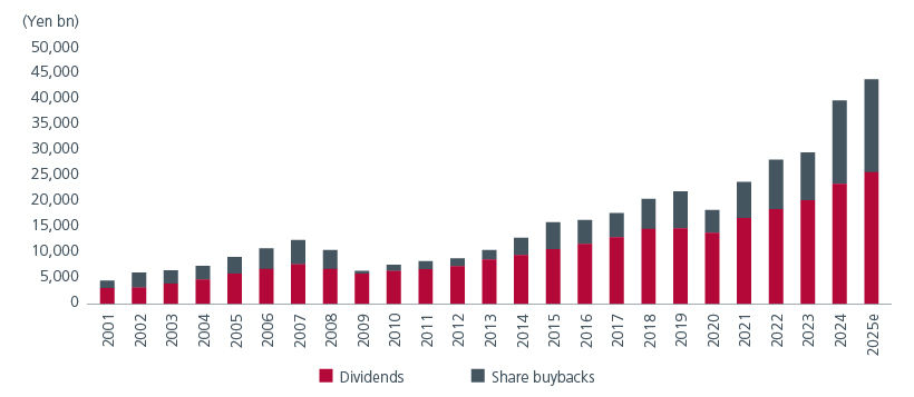 Fig. 2: Rising trend in share buybacks and dividends
