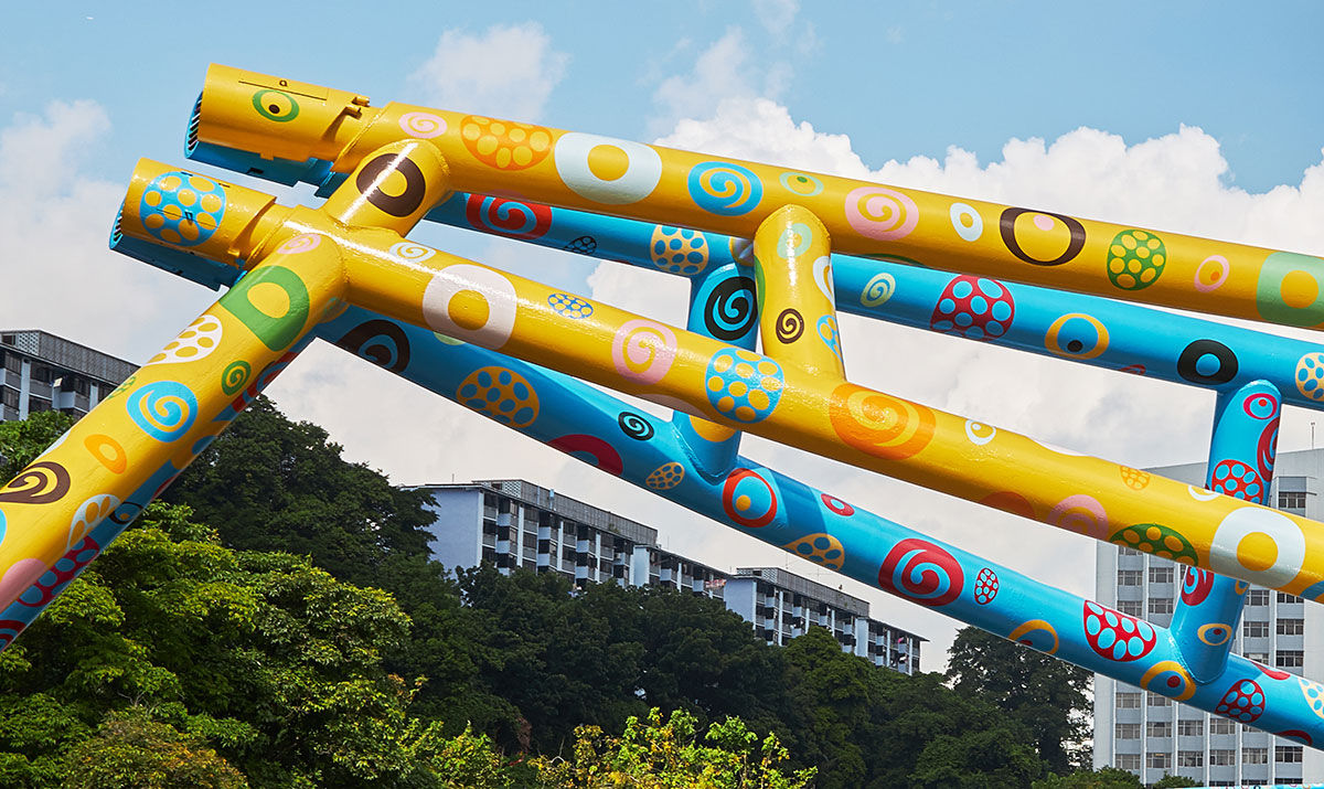 Colourful spiral staircases at Bugis, Singapore